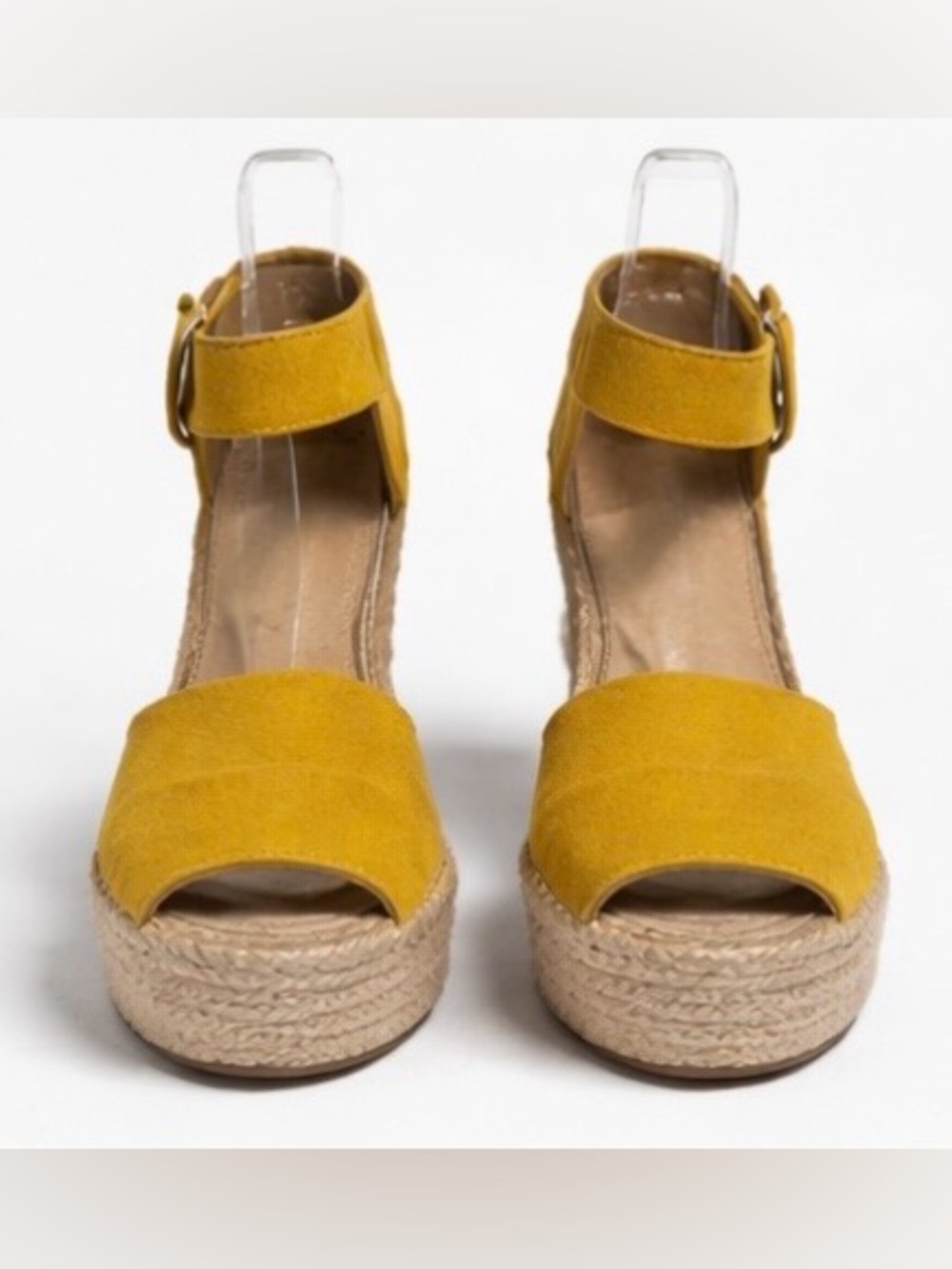 Marc Fisher Yellow Suede Espadrille Wedge Sandals Summer Boho Size 7.5